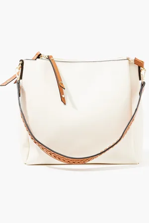 Balaboosté Sac épaule bandoulière tressée - blanc et camel