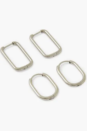Balaboosté Set de 2 paires de créoles acier inoxydable argenté