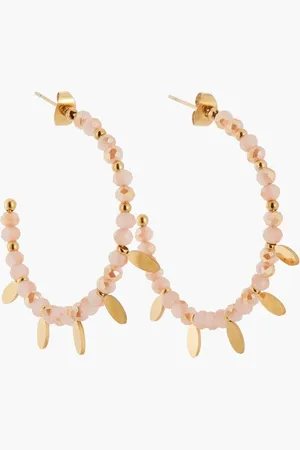 Balaboosté Créoles perles à facettes et pampilles Acier Inoxydable rose et doré