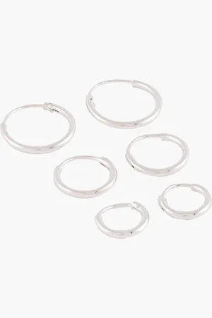 Balaboosté Set de 3 petites créoles Argent garanti - argenté
