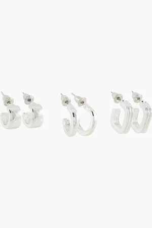 Balaboosté Set de 3 petites créoles rondes et carrées - argenté