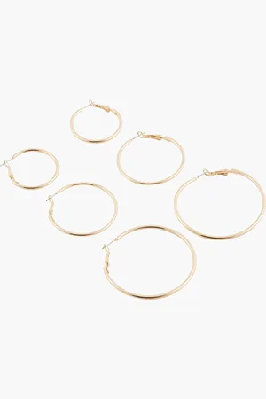 Balaboosté Set de 3 paires de créoles dorées assorties