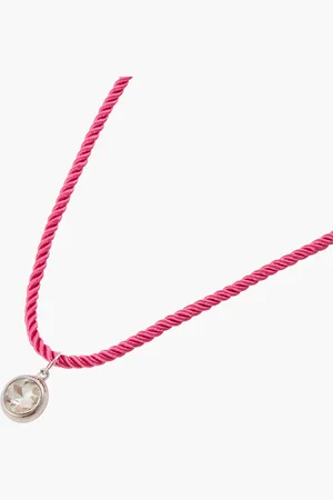 Balaboosté Collier corde avec pendentif strass - rose