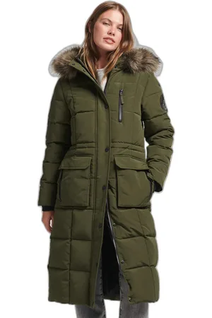 Superdry Doudoune longue bordée fausse fourrure femme Everest