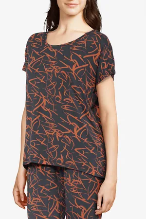 Femilet T-Shirt de pyjama Volcano imprimé noir/orange