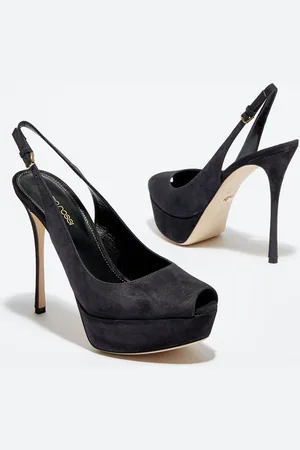 Sergio Rossi Slingbacks en Velours de Cuir Vit open-toe Talon 12 cm