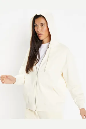 Galeries Lafayette Sweat zippé en Coton bio Mathalie à capuche écru