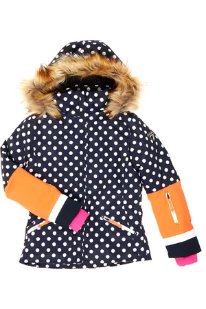 Degre 7 Veste de Ski Stiffy col fausse fourrure bleu foncé/orange