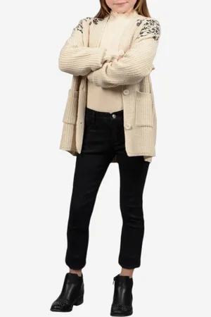 Molly Bracken Cardigan mi-long en Maille mélangée brodé écru