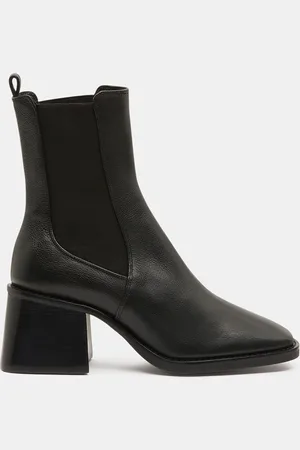 Galeries Lafayette Chelsea Boots talon flare bout carré noires - Talon 6 cm
