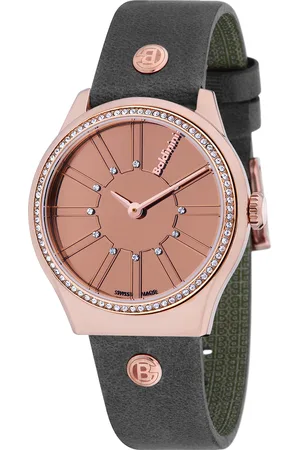 BALDININI Montre Femme en Cuir & cristaux Swarovski Adria gris foncé