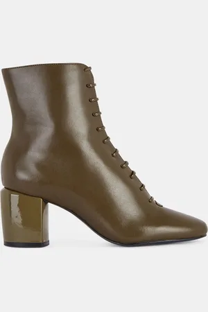 Galeries Lafayette Bottines en Cuir à laçage - Talon 7 cm
