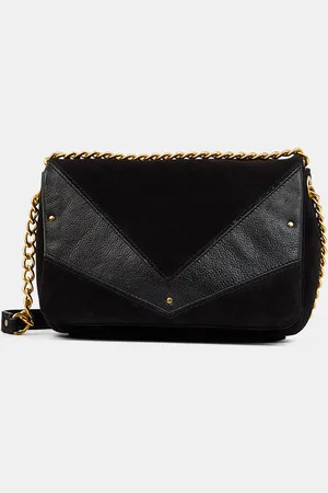 Galeries Lafayette Sac bandoulière en Velours de Cuir New Tim noire - 17x23x7 cm