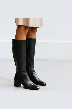 Jonak Bottes en Cuir verni Donime noires - Talon 6 cm
