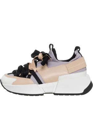 Loretta Pettinari Sneakers en Cuir & Toile Lorena lilas/rose/noir - Plateforme 5 cm