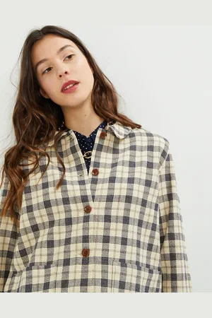 Harris Wilson Veste surchemise Lois à carreaux écrue