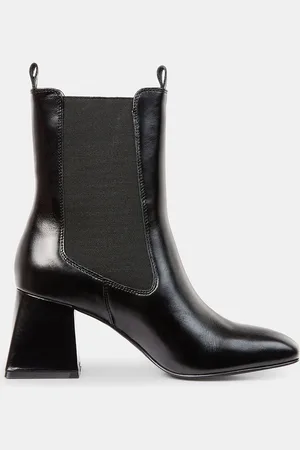 Galeries Lafayette Chelsea Boots en Cuir noires - Talon 7 cm