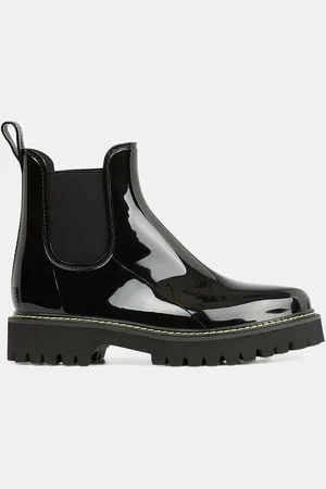 Galeries Lafayette Boots de pluie surpiqures noires - Talon 5 cm