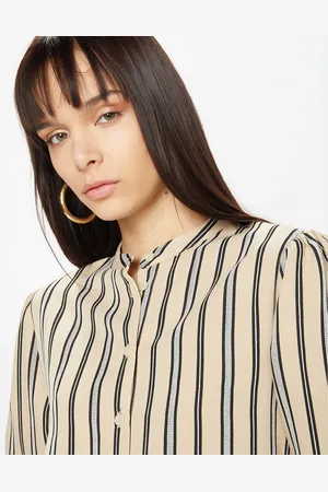 Galeries Lafayette Chemise droite Laurie à rayures beige/noir