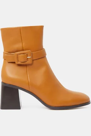 Galeries Lafayette Bottines en Cuir boucle recouverte - Talon 6 cm