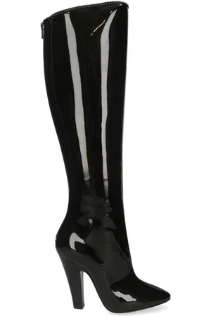 Saint Laurent Bottes en Cuir verni 68 noires - Talon 11 cm