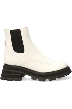 Alexander McQueen Chelsea Boots en Cuir ivoire/noir - Talon 6 cm