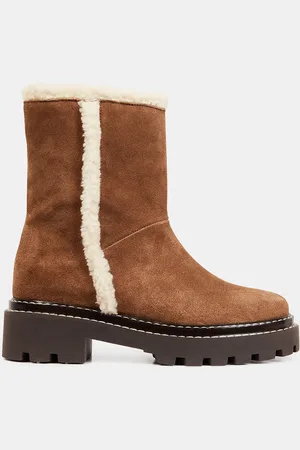 Galeries Lafayette Boots en Velours de Cuir fourrée - Talon 5 cm