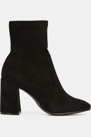 Galeries Lafayette Bottines en Velours de cuir Stretch noires - Talon 9 cm
