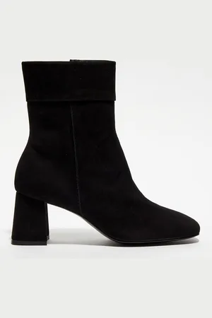 Galeries Lafayette Bottines revers col noires - Talon 7 cm