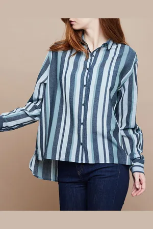MARE DI LATTE Chemise Florentine Essaouira Stripes vert sapin/vert pâle