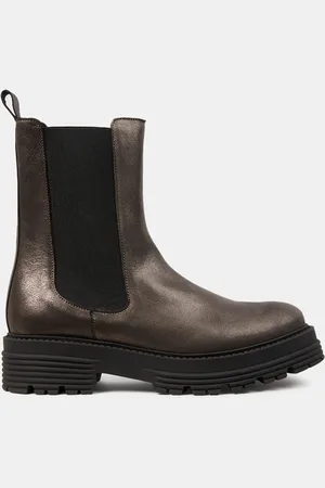 Galeries Lafayette Chelsea boots en Cuir bronze - Talon 4 cm