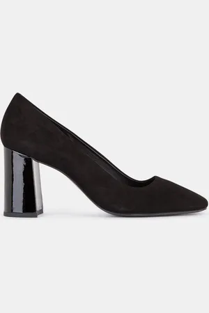 Galeries Lafayette Escarpins en Cuir bi-matière noires - Talon 8,5 cm