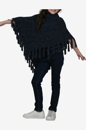 Molly Bracken Poncho en maille unie à franges