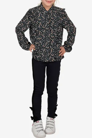 Molly Bracken Chemise imprimé fleuris & détails volants noir/multicolore