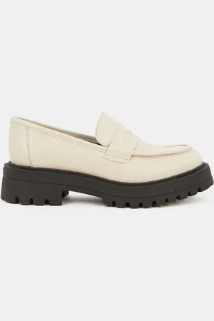 Galeries Lafayette Mocassins en Cuir Python beiges - Talon 3 cm