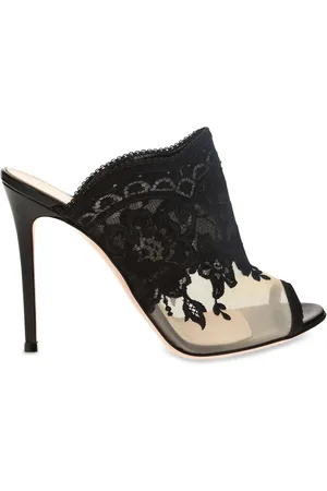 Gianvito Rossi Mules en Dentelle Giada noires - Talon 10.5 cm