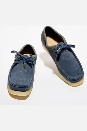 Clarks Derbies en Velours de Cuir Wallabee bleues