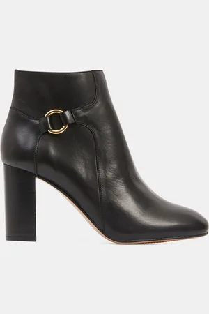 Galeries Lafayette Bottines en Cuir lisse noires - Talon 8,5 cm