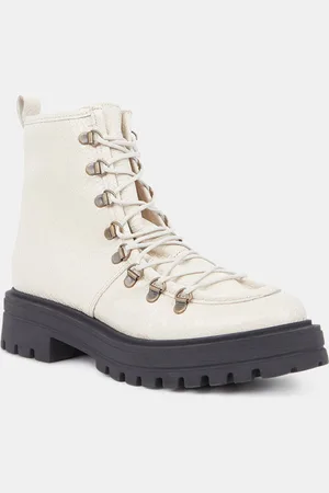 Galeries Lafayette Boots de montagne à lacets Python beiges - Talon 4,5 cm