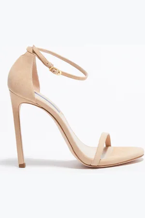 Stuart Weitzman Sandales en Velours de Cuir Nudist beiges - Talon 12,5 cm