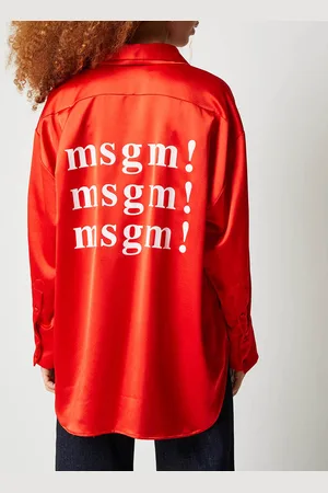 Msgm Chemise en satin logo au dos