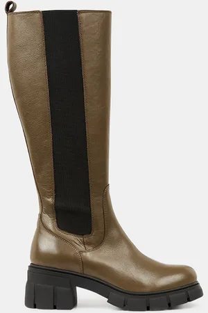Galeries Lafayette Chelsea Boots en Cuir lisse élastique - Talon 6 cm