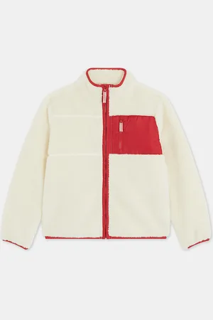 Galeries Lafayette Veste fourrée effet sherpa à poche contrastante écrue