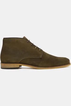 Galeries Lafayette Bottines en Velours de cuir à lacets /marron