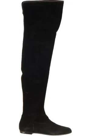 Giuseppe Zanotti Cuissardes en Velours de Cuir noires