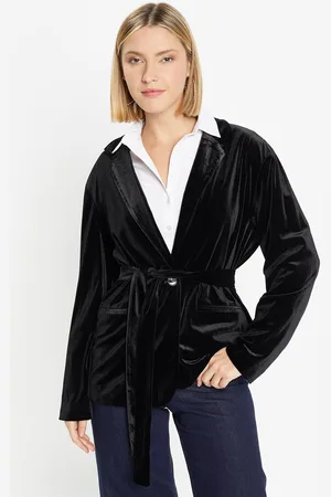 Galeries Lafayette Veste blazer en Velours lisse noire