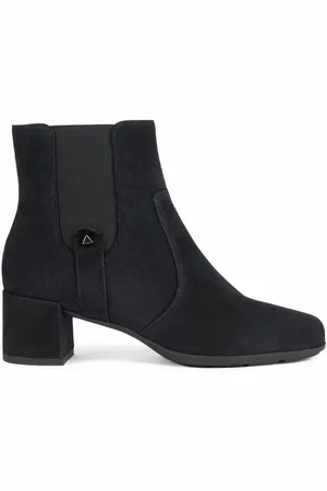 Geox Chelsea Boots en Velours de Cuir Annya noires - Talon 5.5 cm