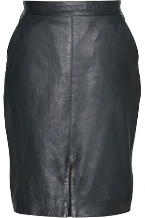 Blue Wellford Jupe longue en Cuir Bangaly noire