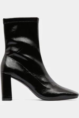 Galeries Lafayette Bottines talon vernis noires - Talon 9 cm