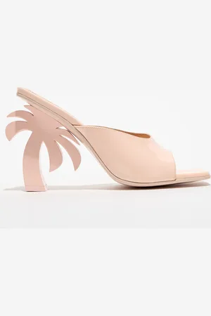 Palm Angels Mules en Cuir Beach roses - Talon 10,5 cm